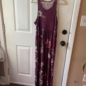 BURGONDY FLORAL MAXI L
